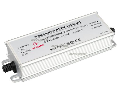 Блок питания ARPV-12200-A1 (12V, 16.6A, 200W) (Arlight, IP67 Металл, 3 года)