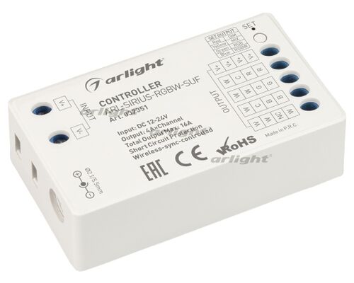 Контроллер ARL-SIRIUS-RGBW-SUF (12-24V, 4x4A, 2.4G) (Arlight, IP20 Пластик, 3 года)