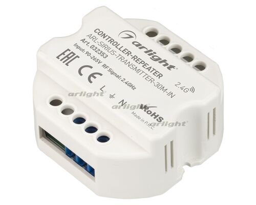 Контроллер-усилитель ARL-SIRIUS-TRANSMITTER-30M-IN (230V, 2.4G) (Arlight, IP20 Пластик, 3 года)