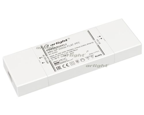 Блок питания ARV-SP-24036-FLAT-PFC (24V, 1.5A, 36W) (Arlight, IP20 Пластик, 5 лет)