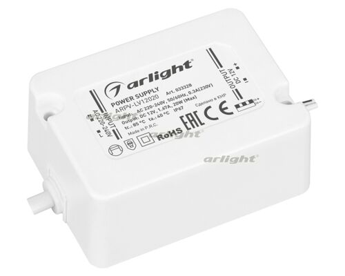 Блок питания ARPV-LV12020 (12V, 1.67A, 20W) (Arlight, IP67 Пластик, 3 года)