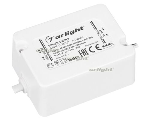Блок питания ARPV-LV24020 (24V, 0.83A, 20W) (Arlight, IP67 Пластик, 3 года)