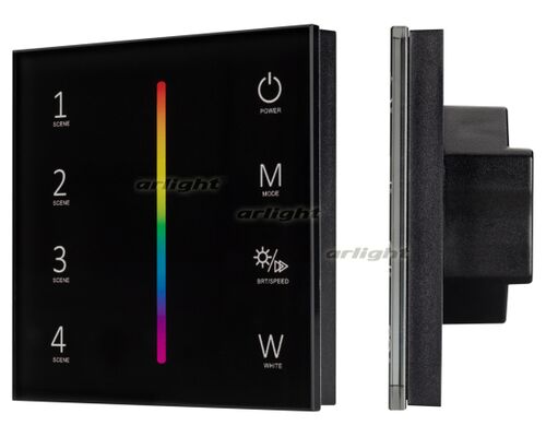 Панель SMART-P22-RGBW-G-IN Black (12-24V, 4x3A, Sens, 2.4G) (Arlight, IP20 Пластик, 5 лет)