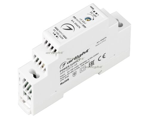 Блок питания ARV-DR15-48 (48V, 0.32A, 15W) (Arlight, IP20 DIN-рейка)