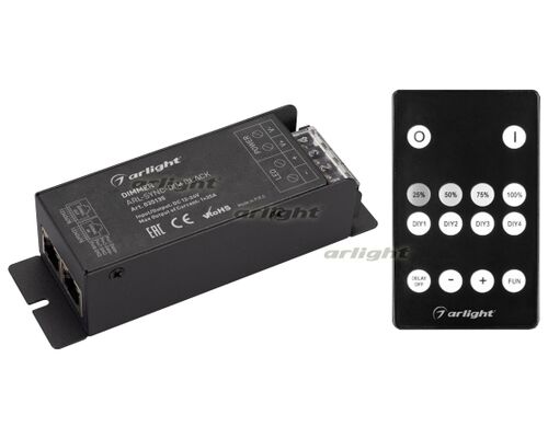 Диммер ARL-SYNC-DIM Black (12-24V, 1x25A, ПДУ 14кн, RF, RJ45) (Arlight, IP20 Металл, 3 года)