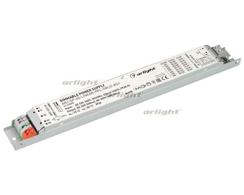 Блок питания ARJ-SP-60-LINEAR-PFC-DALI2-ADJ (60W, 80-300V, 0.2-0.5A) (Arlight, IP20 Металл, 5 лет)