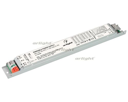 Блок питания ARJ-SP-50-PFC-1-10V-DALI2-PD (50W, 9-58V, 0.7-1.4A) (Arlight, IP20 Пластик, 5 лет)