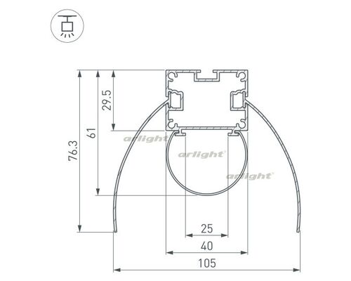 Профиль ARH-POWER-W154-COMFORT-2000 ANOD (Arlight, Алюминий)