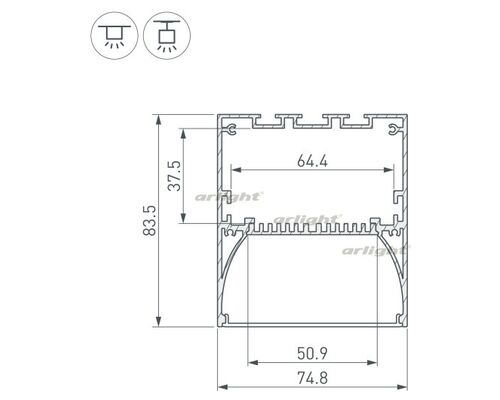 Профиль ARH-POWER-W75-2000 ANOD (Arlight, Алюминий)