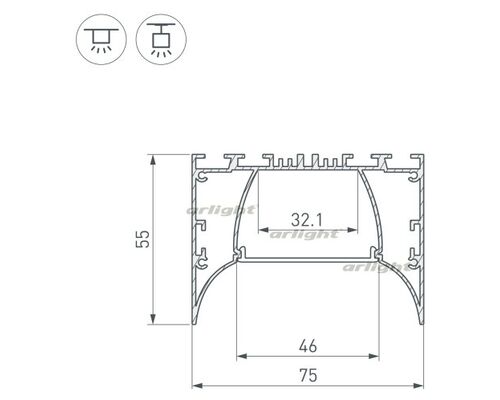 Профиль ARH-POWER-7555-COMFORT-2000 ANOD (Arlight, Алюминий)