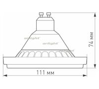 Лампа AR111-UNIT-GU10-15W-DIM Warm3000 (WH, 24 deg, 230V) (Arlight, Металл)